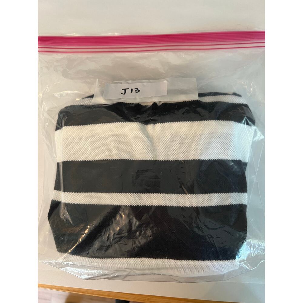 Vintage Michael Kors Black White Stripe Top Raw Edge Neck Y2K T Shirt Women's S - Picture 14 of 14